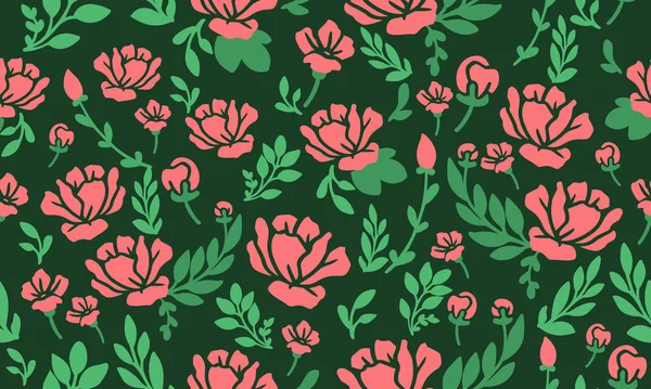 Elegante flor rosa rosa PARA Feliz San Valentín, CON fondo de pantalla de patrón floral . — Vector de stock