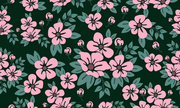 Fond sans couture de motif de fleur de Saint-Valentin, avec la feuille décor floral élégant . — Image vectorielle