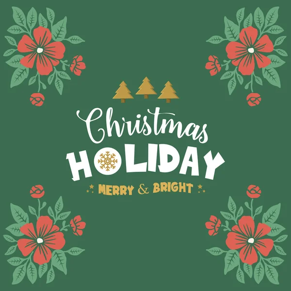Modèle de carte de voeux des vacances de Noël, avec des fleurs de cadre floral orange. Vecteur — Image vectorielle