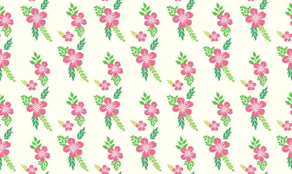 Belle fleur rose pour la Saint-Valentin, avec un décor sans couture de feuille et motif floral . — Image vectorielle