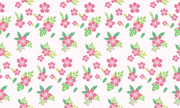 Belle fleur rose pour la Saint-Valentin, avec un décor sans couture de feuille et motif floral . — Image vectorielle