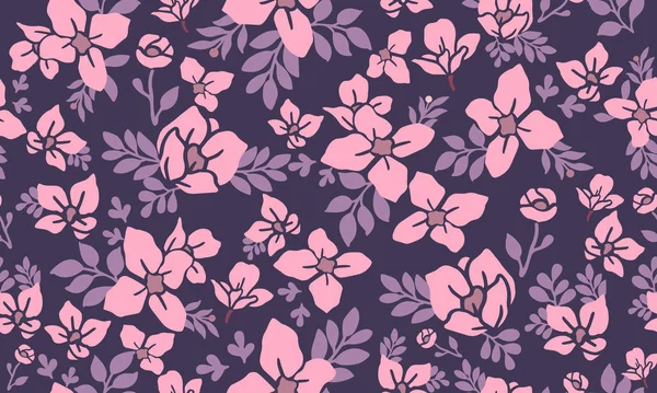 Fond motif fleur rose pour la Saint-Valentin, avec décor de fleurs de feuilles . — Image vectorielle