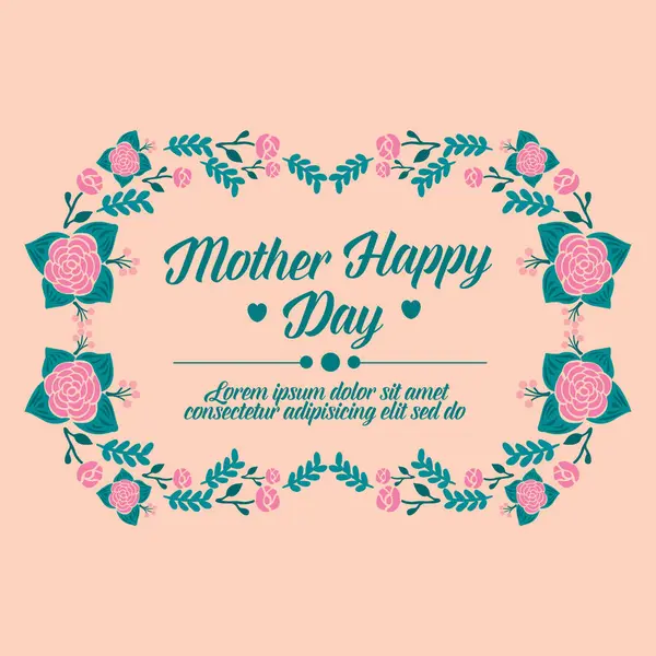 Padrão ornamentado elegante de folha e moldura floral, para design de cartão de convite feliz dia da mãe. Vetor — Vetor de Stock