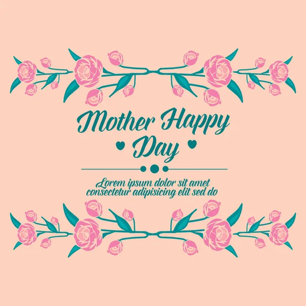 Happy mother day greeting card design, with romantic ornate of leaf and flower frame. Vector — Stock Vector