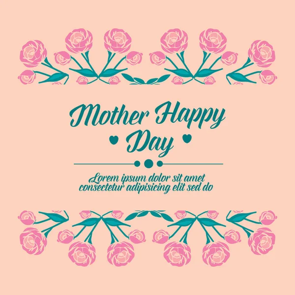 Glückliche Einladungskarte zum Muttertag, mit einzigartigem Musterblatt und Blumenmuster. Vektor — Stockvektor