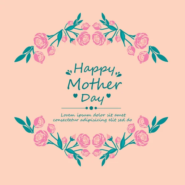 Glückliche Einladungskarte zum Muttertag, mit einzigartigem Musterblatt und Blumenmuster. Vektor — Stockvektor