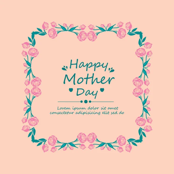 Happy mother day wenskaart ontwerp, met unieke stijl belettering op elegante sierlijke blad en bloemen frame. Vector — Stockvector