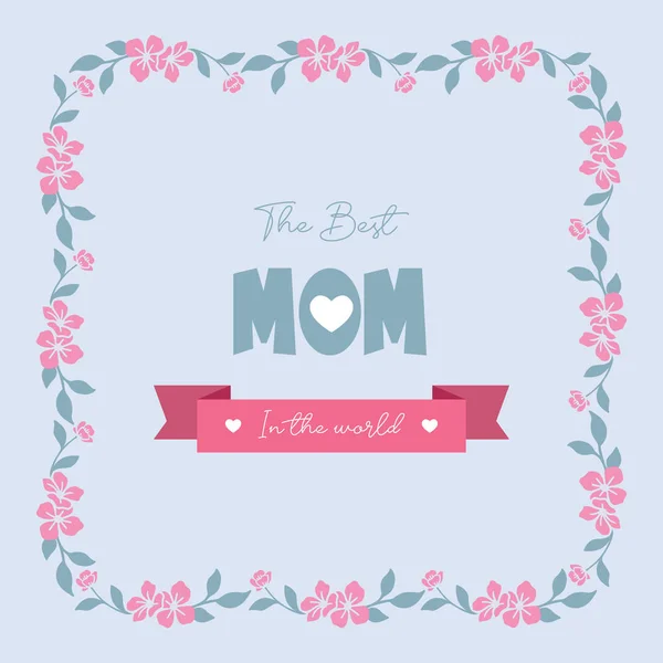 独特的卡片设计，配上无缝的粉色花环框架，为世界上最好的妈妈献上浪漫的喜庆。 B.病媒 — 图库矢量图片