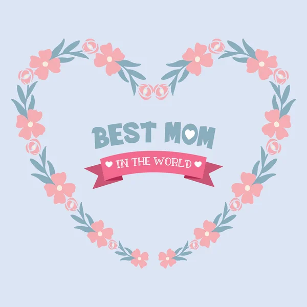 Elegant pattern peach flower frame, for greeting card wallpaper decoration of best mom in the world. Vector — 스톡 벡터