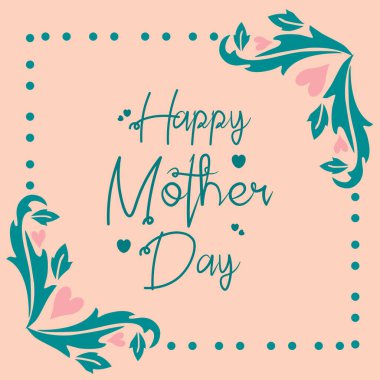 Anneler Günü kutlamaları için özel yaprak ve çiçek desenli tebrik kartı tasarımı. Vektör