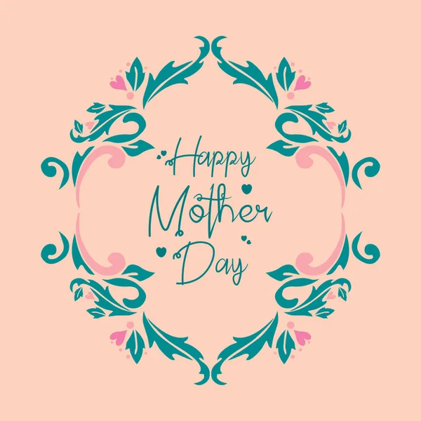 Vorlage für glückliche Einladungskarte zum Muttertag, mit elegantem Blumen- und Blattrahmen. Vektor — Stockvektor