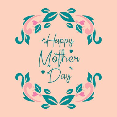 Anneler Günü kutlamaları için eşsiz desenli yaprak ve çiçek çerçevesi tasarımı. Vektör