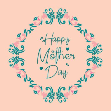 Kusursuz yaprak ve çiçek çerçevesi, anneler günü davetiye tasarımı için. Vektör
