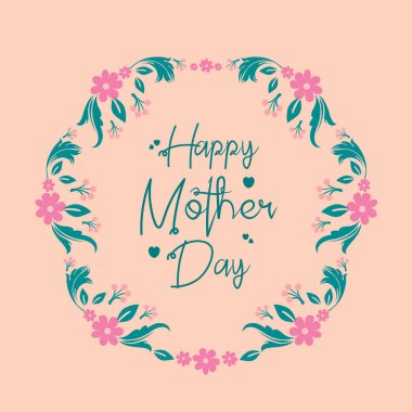 Mutlu Anneler Günü davetiye kartı tasarımı için zarif bir yaprak ve çiçek çerçevesi. Vektör