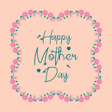 Mutlu Anneler Günü davetiye kartı tasarımı için yaprakların ve çiçeklerin güzel desenleri. Vektör