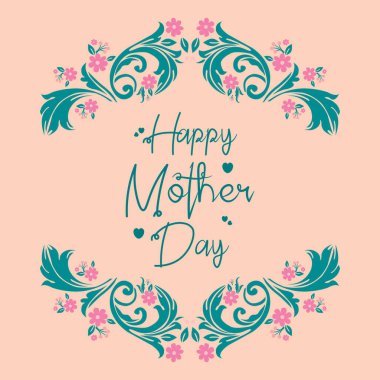 Mutlu Anneler Günü için zarif bir yaprak ve çiçek desenli poster tasarımı. Vektör