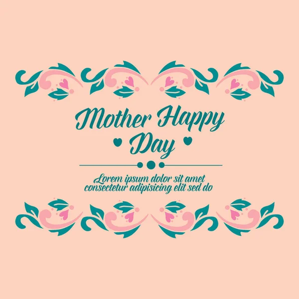 Romantische Glückwunschkarte zum Muttertag mit elegantem Blattmuster und floralem Rahmen. Vektor — Stockvektor