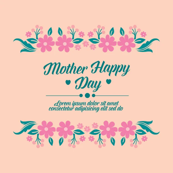 Wunderschönes kunstvolles Muster aus Blatt und Blumenrahmen, für glückliche Einladungskarten zum Muttertag. Vektor — Stockvektor