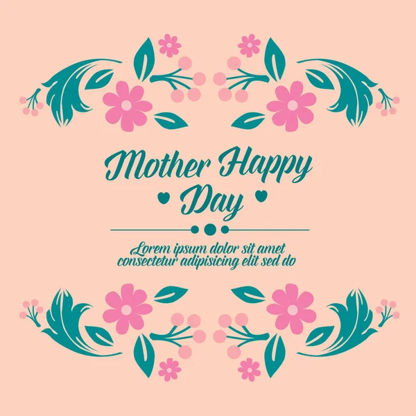 Romantische Glückwunschkarte zum Muttertag Vorlage Design, mit einzigartigen Blatt-und Blumenrahmen. Vektor — Stockvektor