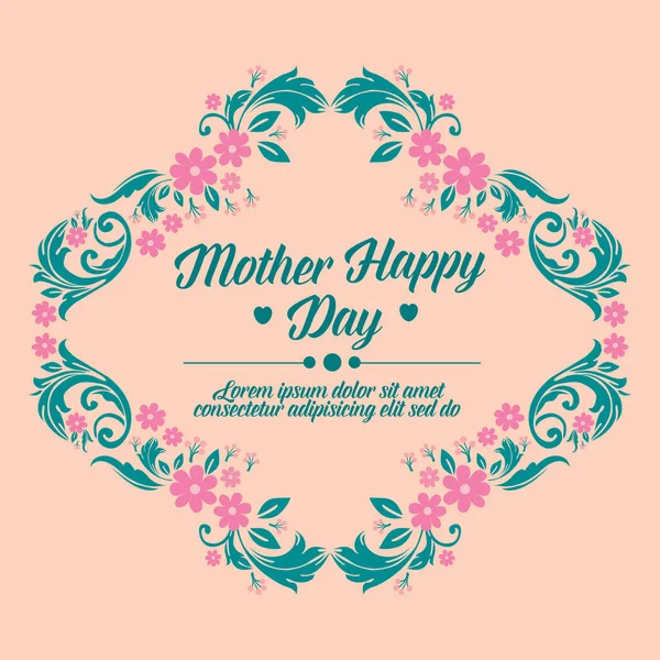 Дизайн поздравительной открытки для празднования Дня матери, с декоративным листом и цветочной рамкой. Вектор — стоковый вектор
