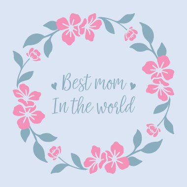 Dünyanın en iyi annesi için güzel pembe çiçek desenli kalabalık davetiye tasarladı. Vektör