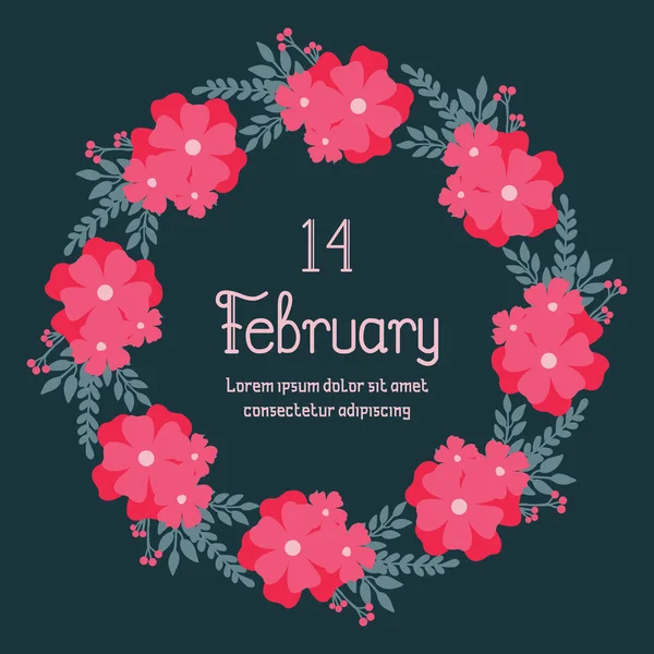 La belleza rosa marco de corona roja y patrón de hoja antigua, para romántico 14 Febrero tarjeta de invitación diseño de papel pintado. Vector — Archivo Imágenes Vectoriales
