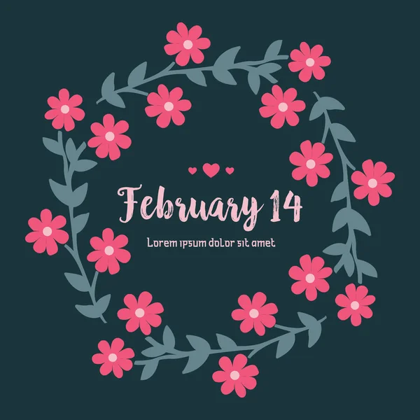 Elemento de diseño de arte de hojas y corona rosa, para la decoración perfecta 14 Febrero tarjeta de invitación. Vector — Vector de stock