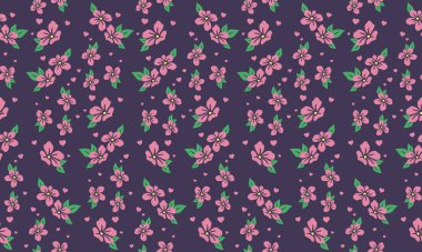 Sevgililer Günü için yapraklı ve çiçek desenli kusursuz pembe çiçek deseni.