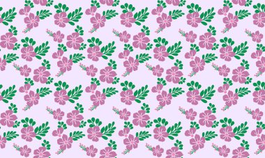 Sevgililer Günü için pembe çiçek desenli arka plan, basit yaprak ve çiçek dekoru ile.