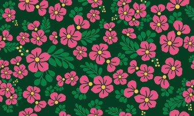 Romantik sevgililer günü pembe çiçek desenli arka plan, zarif yaprak ve çiçek tasarımı.