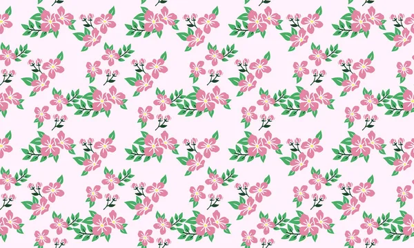 Valentine Flower fundo padrão, com simples de folha e design de flor rosa . —  Vetores de Stock