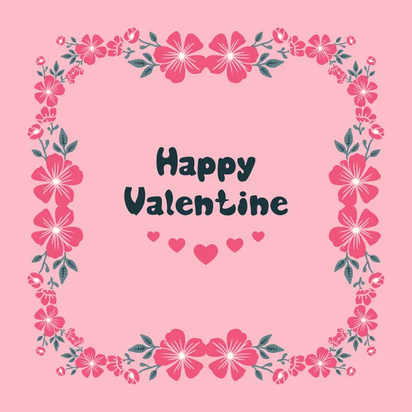 Prostor pro text, šťastný Valentýn, s tvarovým uměním květového rámu listů. Vektor — Stockový vektor