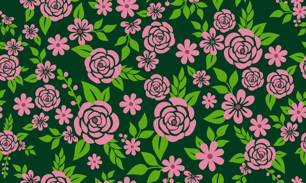 Krása růžové růže květinový vzor pozadí pro Valentýna, s listovou a květinové koncepce. — Stockový vektor