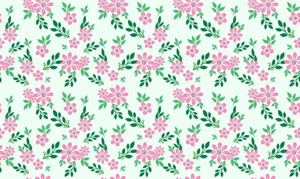 Valentine Flower pattern background, with leaf and pink flower modern design. — 스톡 벡터