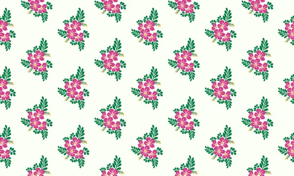 Pink flower pattern background for valentine, with simple leaf and flower decor. — Stock Vector