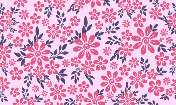 Rosa romântica rosa flor para o dia dos namorados, com folha bonita e design de padrão floral . — Vetor de Stock