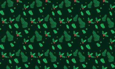 Eşsiz Noel çiçek deseni, yaprak çiçeği modern çizim.