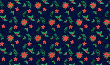 Kusursuz Noel çiçeği desenli arka plan, yaprak desenli.