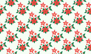 Kusursuz Noel çiçeği desenli arka plan, yaprak desenli.