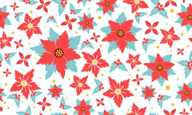 Yaprak ve çiçek desenli şirin ve eşsiz bir Noel çiçeği..