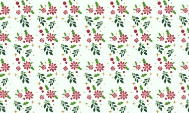 Hoş bir Noel çiçeği deseni, eşsiz bir yaprak ve kırmızı çiçek çizimi var..
