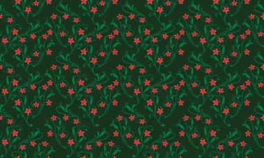 Hoş bir Noel çiçeği deseni, eşsiz bir yaprak ve kırmızı çiçek çizimi var..