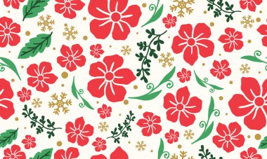 Noel çiçeği desenli arka plan, güzel yaprak ve çiçek desenli.