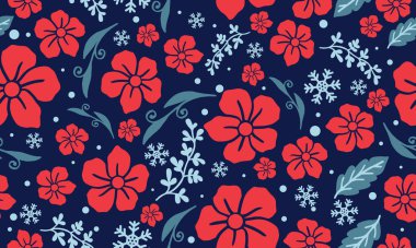 Noel için antik ve zarif duvar kağıtları, sevimli yaprak ve çiçek arkaplanlı..