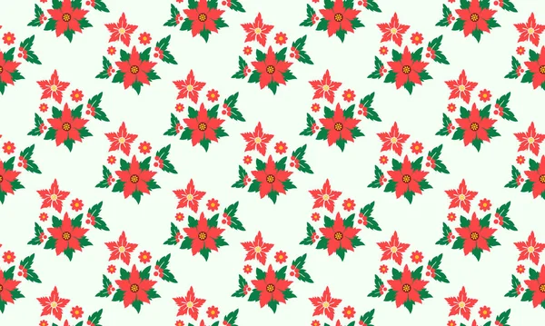 Bezešvé vánoční květinový vzor pozadí, s listový květinový design. — Stockový vektor