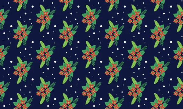 Fond de motif floral abstrait pour Joyeux Noël, avec dessin simple de feuilles et de fleurs . — Image vectorielle