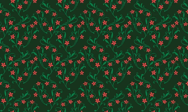 Fundo de padrão de flor de Natal bonito, com folha única e desenho de flor vermelha . — Vetor de Stock