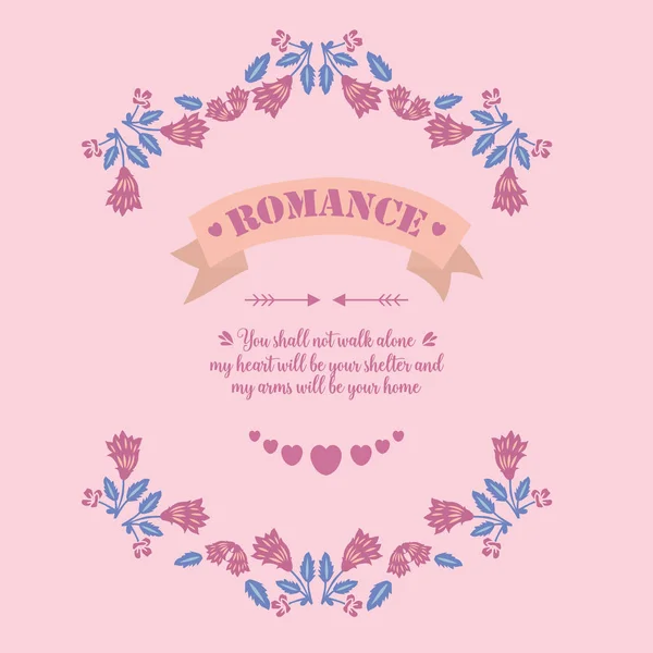 Vackert mönster av blad och blomma ram, för romantik gratulationskort tapet design. Vektor — Stock vektor