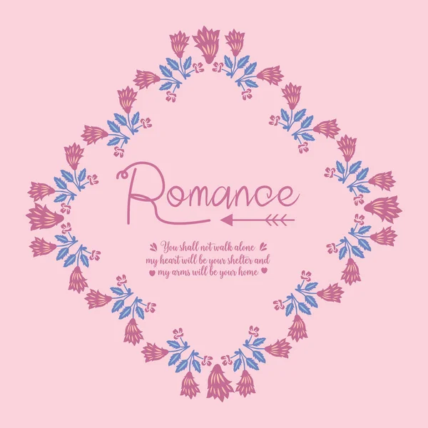 Elegantes Blattmuster und rosa Blumenrahmen, für romantisches Kartendesign. Vektor — Stockvektor