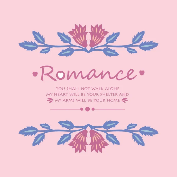 Sablon design romantika üdvözlő kártya, elegáns rózsaszín virágos keret dekoráció. Vektor — Stock Vector